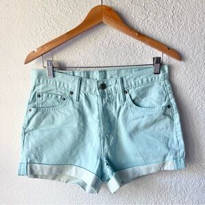Levi’s 501 Rolled Cuffed Light Turquoise Button Fly Shorts Sz 28